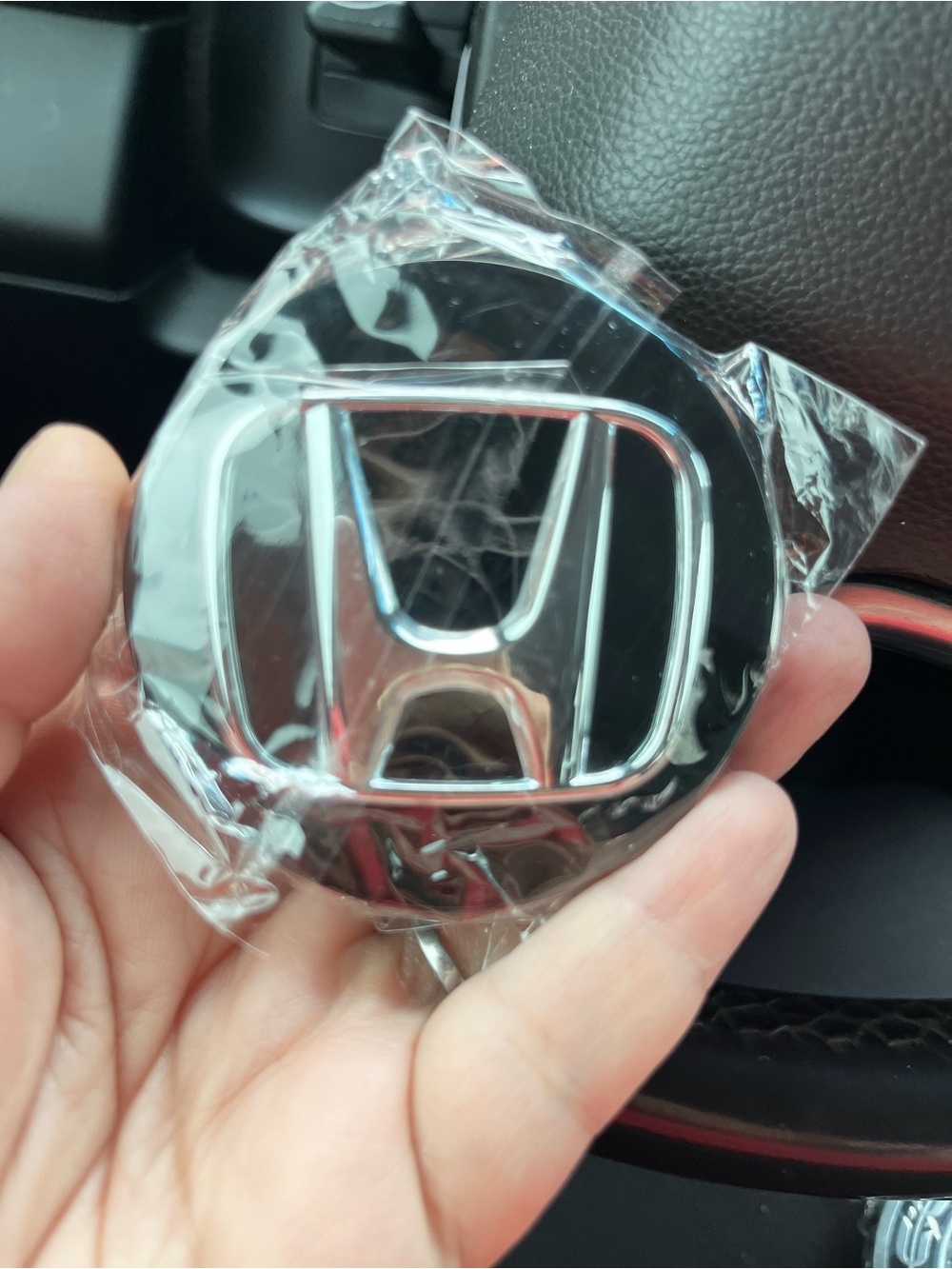 Honda Black Chrome Steering Wheel Center Emblem